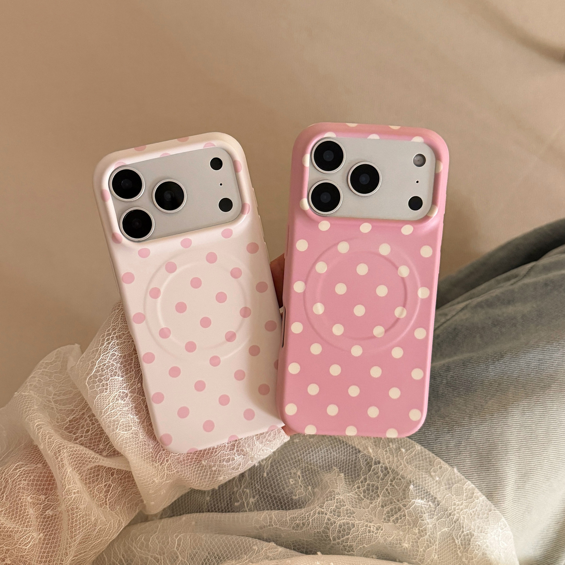Phone Cases With Charms - Korean Full Screen Polka Dots Pattern