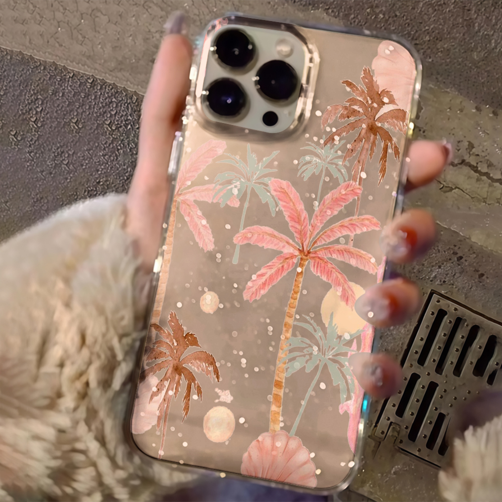 Phone Cases Popular - Beach coconut trees Clear Glitter Phone