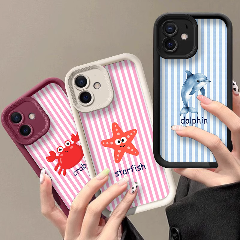 Phone Cases Pixel 9A - Summer Cool Shark Crab Striped Printed