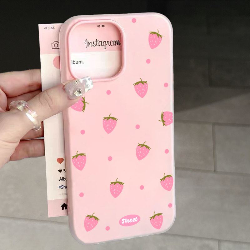 Sweet Pink Strawberry Pattern  – обзор и цена Phone Cases Xs