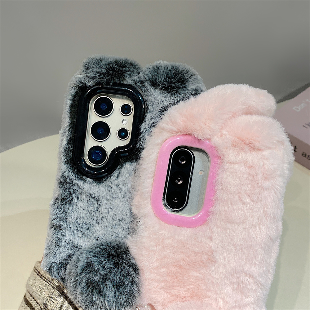 Cute Rabbit Ears Fluffy Stand  – обзор и цена Phone Cases Samsung
